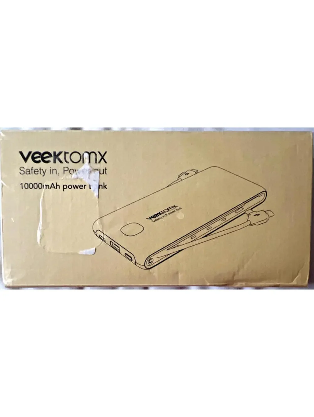 Veektomx VT105 Power Bank 10000mAh White LED Display Type C Micro USB iPhone